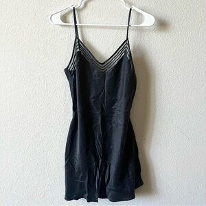 Victoria’s Secret Black 100% Silk Sheer Detail Slip Mini Dress M